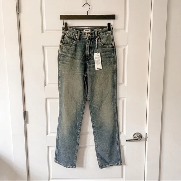 NWT Wrangler x Free People Wild West High Rise Straight Jeans Peach Tint - Picture 4 of 13